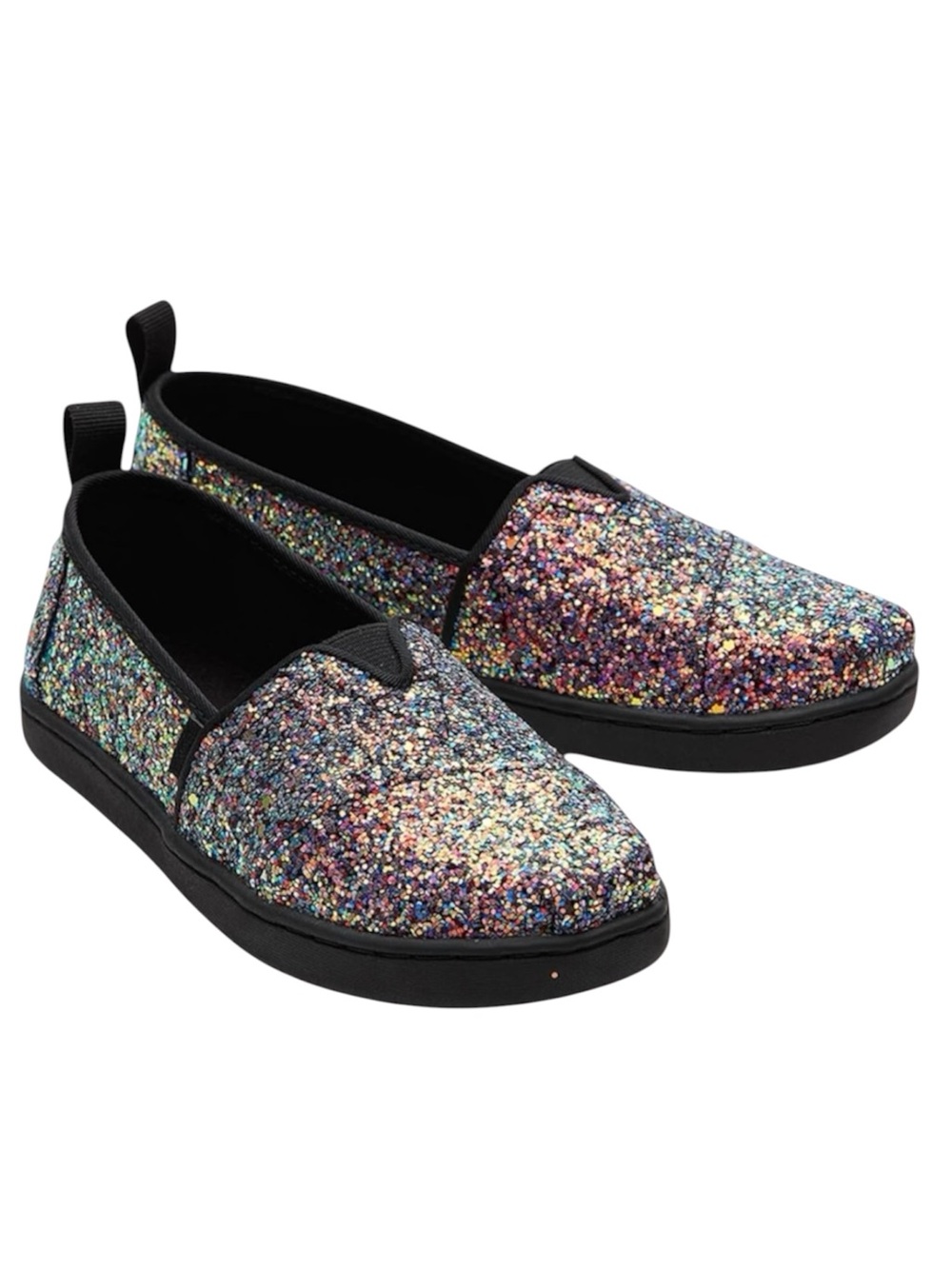 TOMS Kids Glitter Shoes Tiny Alpargata - Black Multi size 4